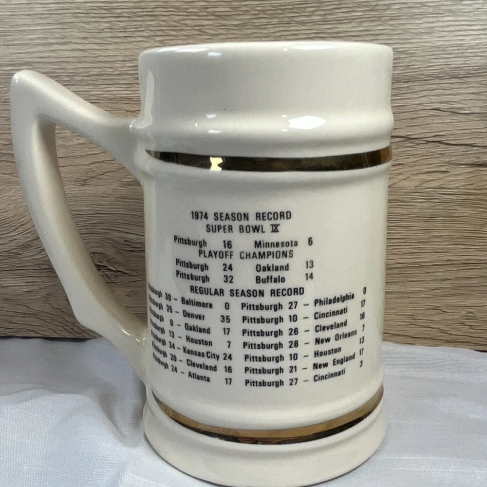 Pittsburgh Steelers Super Bowl IX Champions Stein 1974‎ Season Record Breweriana